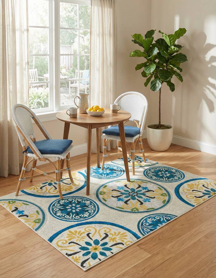 Detail image of 4' x 6'  Washable Modern Indoor / Outdoor Rug