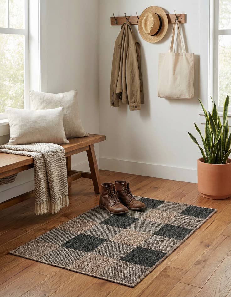 Detail image of 2' x 3' Easy-Clean Checkered Indoor / Outdoor Rug