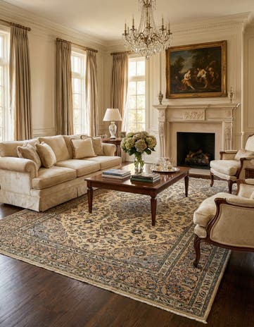 8' x 11' 7 Hand Knotted Kashan Persian Wool Rug