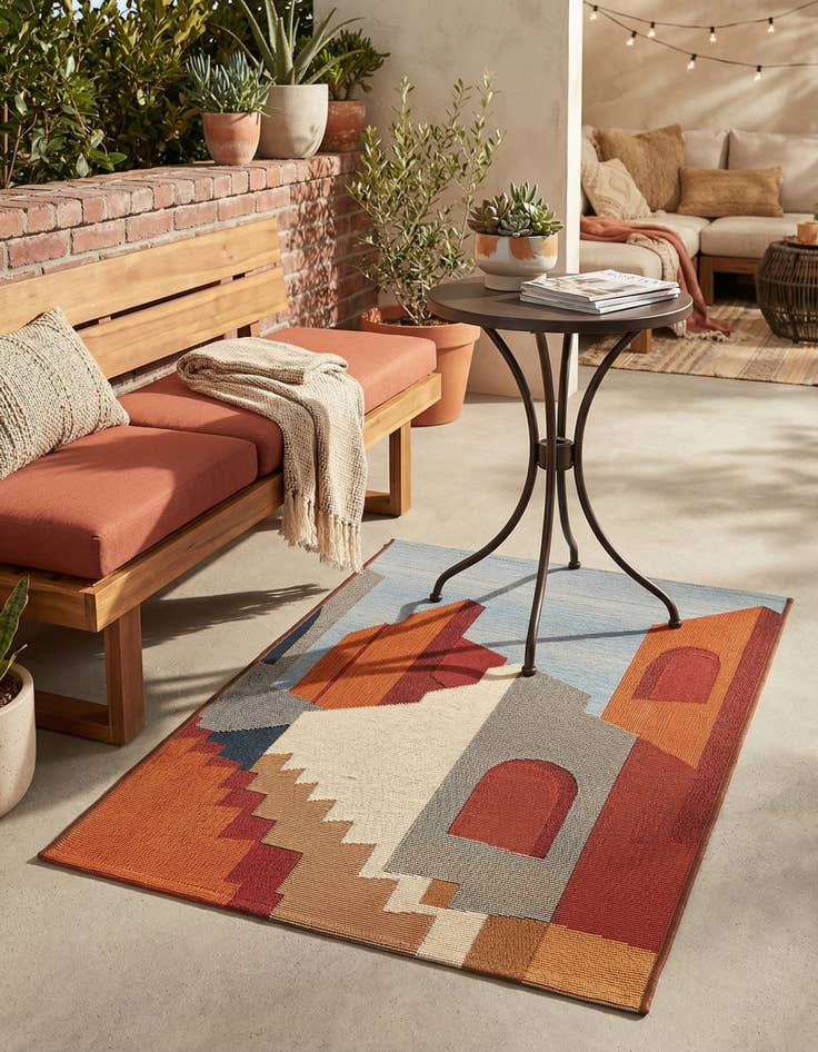 Detail image of 2' x 3' Easy-Clean Modern Indoor / Outdoor Rug