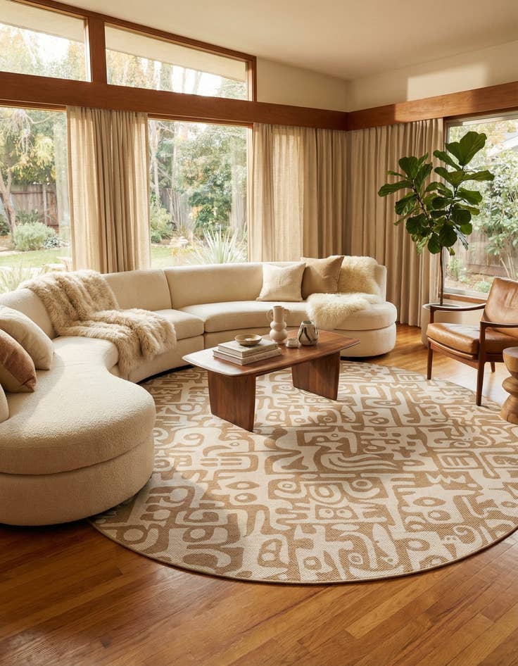 Detail image of  12' x 12'  Washable Modern Indoor / Outdoor Round Rug