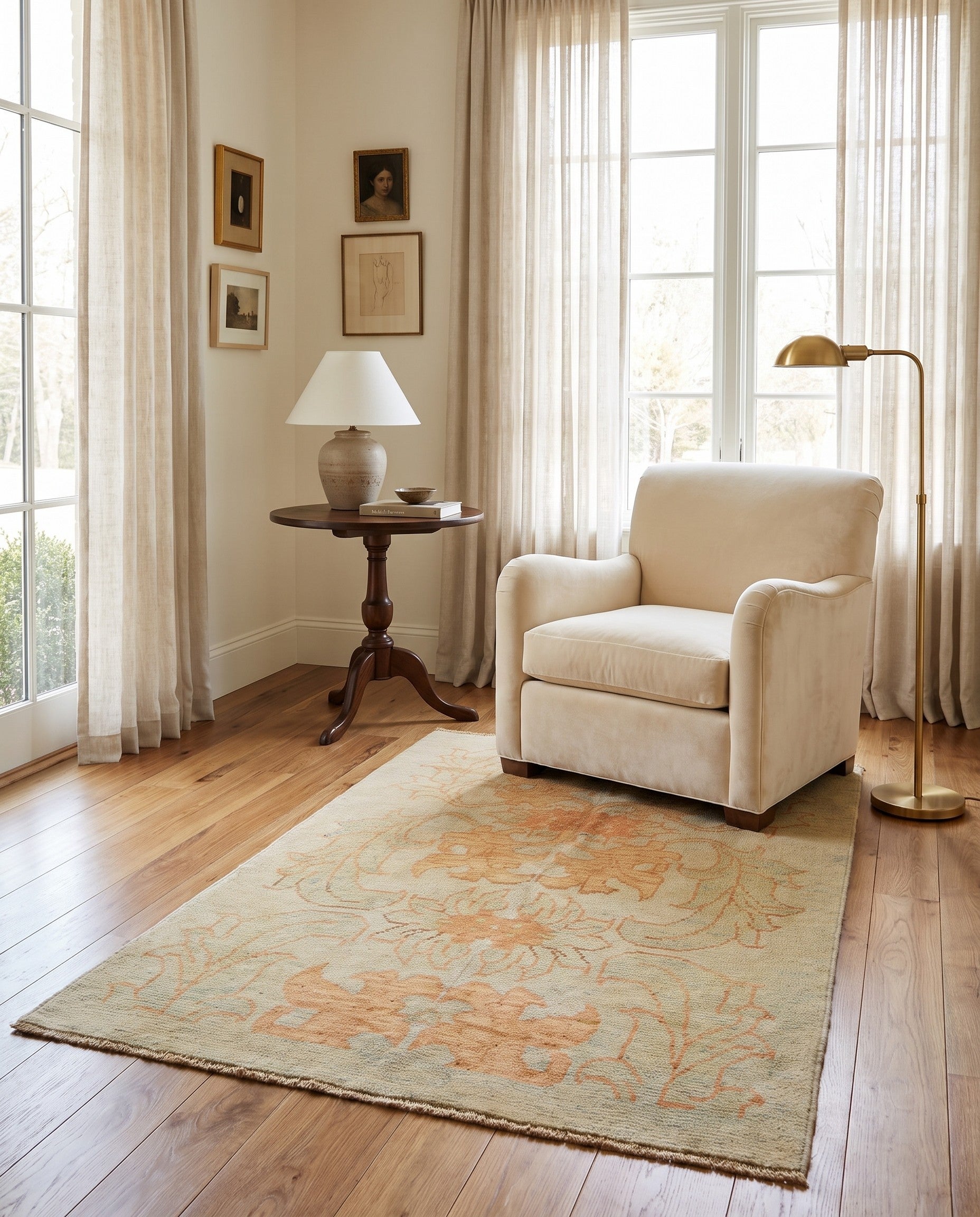 4' 4 x 6' 3 Hand Knotted Oushak Wool Rug