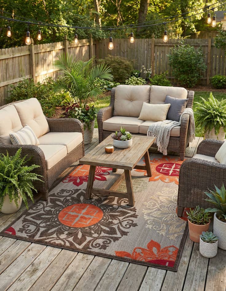 Detail image of 6' x 9'  Washable Modern Indoor / Outdoor Rug