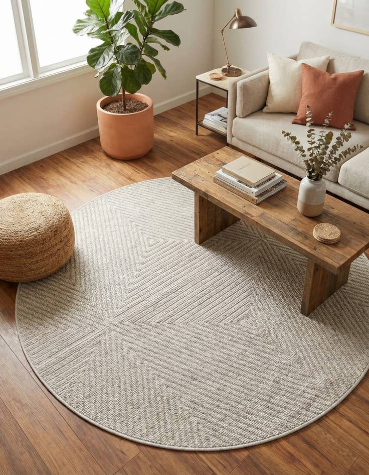 Detail image of  3' x 3'  Washable Sabrina Soto Indoor / Outdoor Round Rug