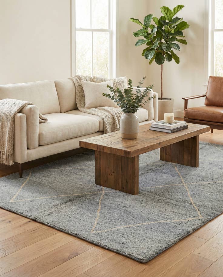 Detail image of 4' 7 x 6' 7 Hand Knotted Moroccan Wool Rug