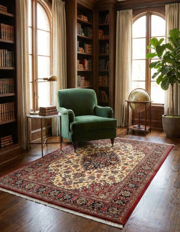 4' 8 x 6' 11 Hand Knotted Qom Persian Rug
