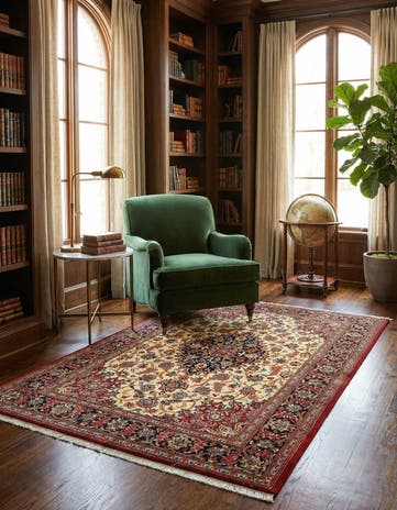 4' 8 x 6' 11 Hand Knotted Qom Persian Rug