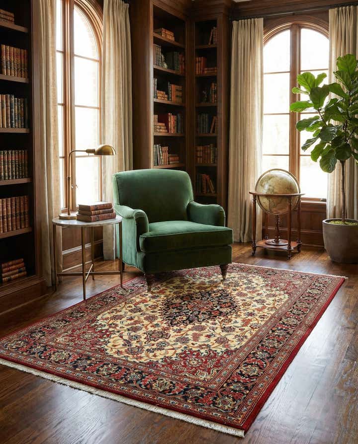 4' 8 x 6' 11 Hand Knotted Qom Persian Rug