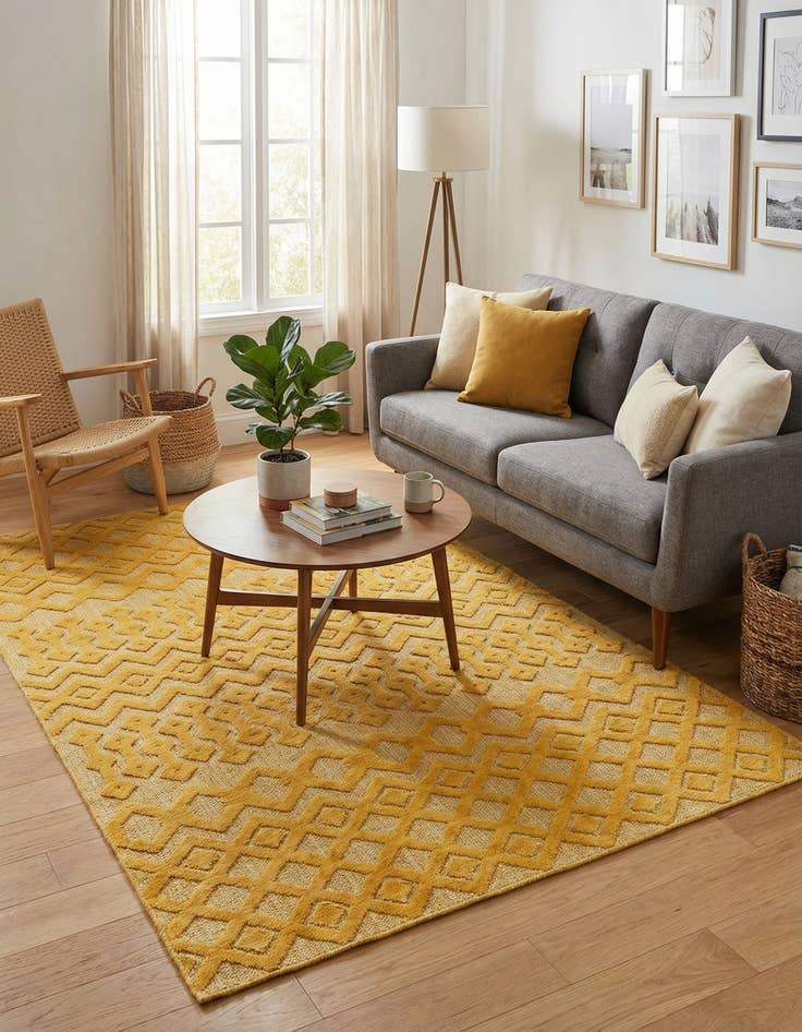 Detail image of  5' 3 x 8'  Washable Trellis Textured Indoor / Outdoor Rug