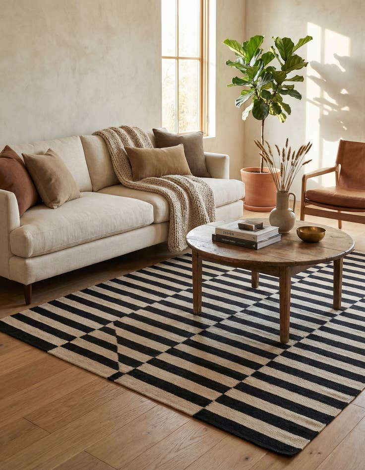 Detail image of 5' x 6' 5  Hand Woven Kilim Modern Wool Rug