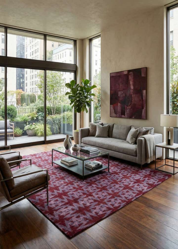 8' x 9' 11 Hand Knotted Modern Manshu Wool Rug