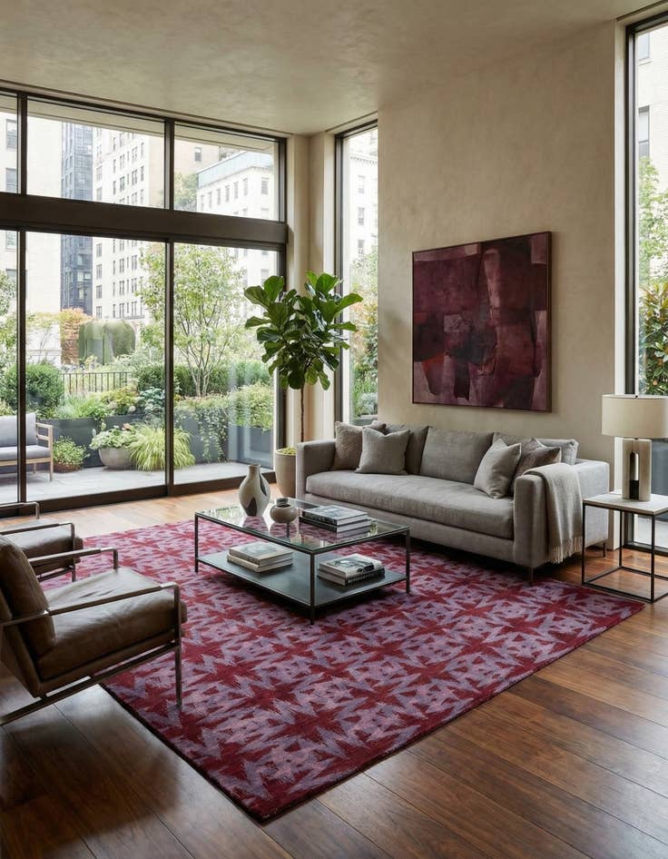 Detail image of 8' x 9' 11  Hand Knotted Modern Manshu Wool Rug