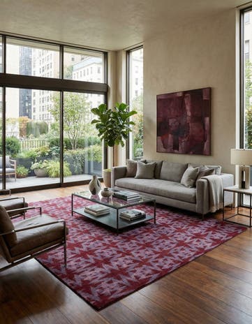 8' x 9' 11 Hand Knotted Modern Manshu Wool Rug