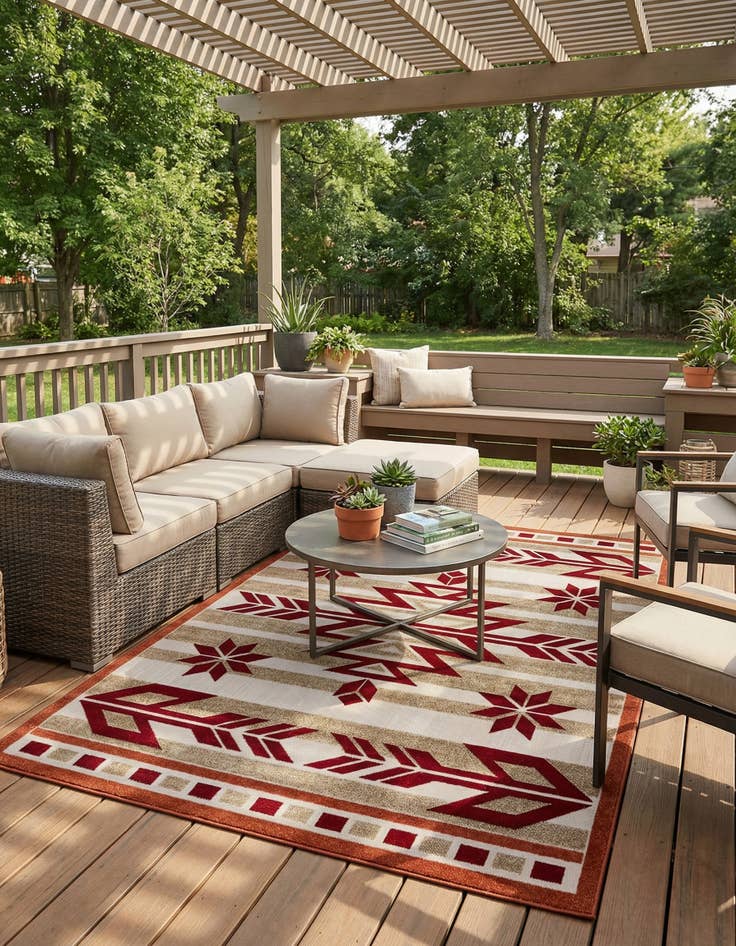 Detail image of 7' x 10'  Washable Modern Indoor / Outdoor Rug