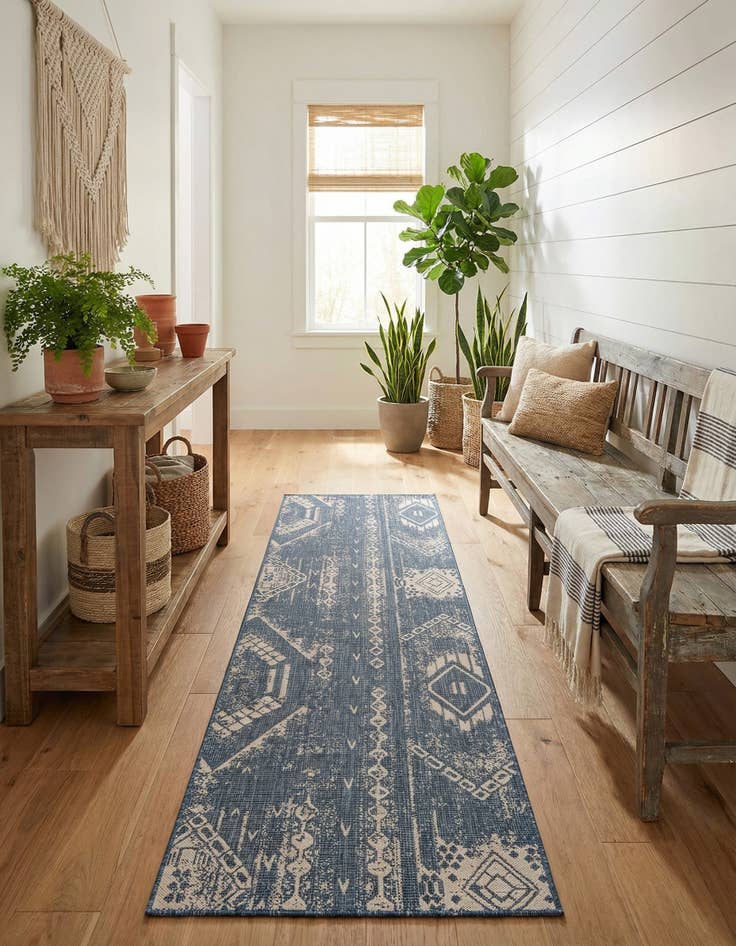 Detail image of  2' 7 x 12'  Washable Bohemian Indoor / Outdoor Runner Rug