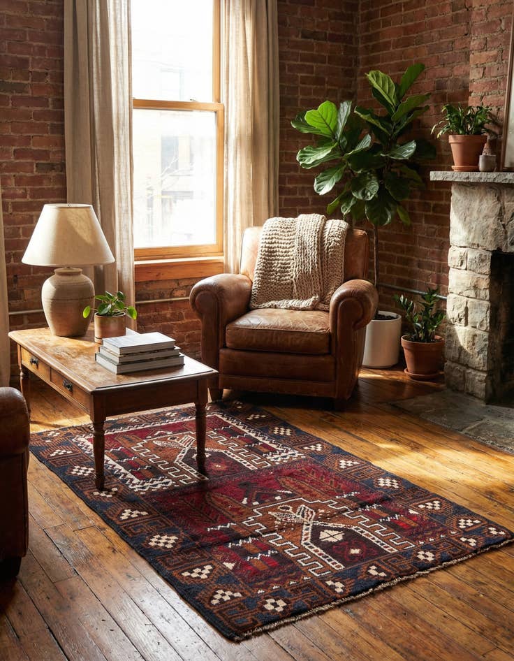 Detail image of 2' 9 x 4' 7 Hand Knotted Balouch Persian Wool Rug
