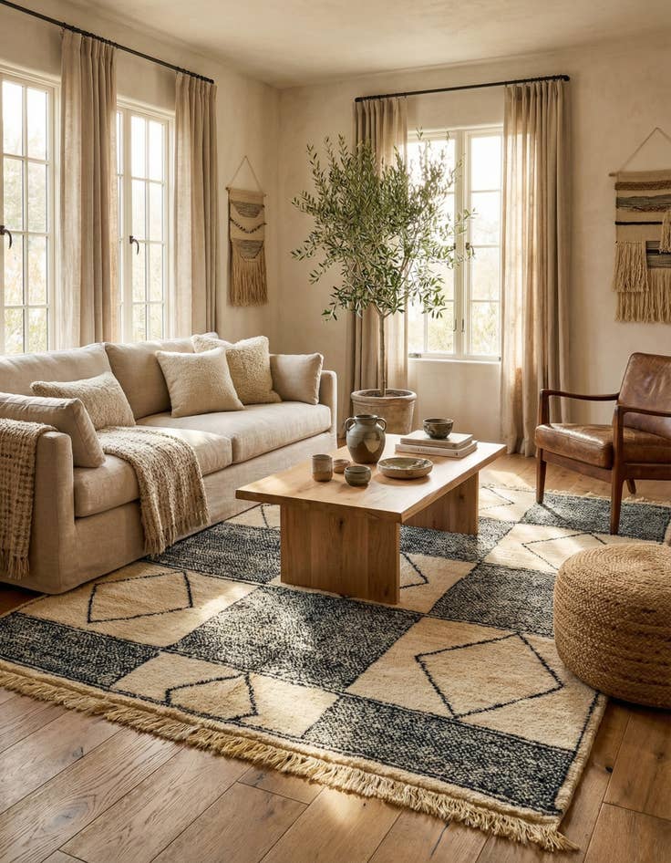 Detail image of 7' 5 x 9' 9  Hand Knotted Moroccan Wool Rug