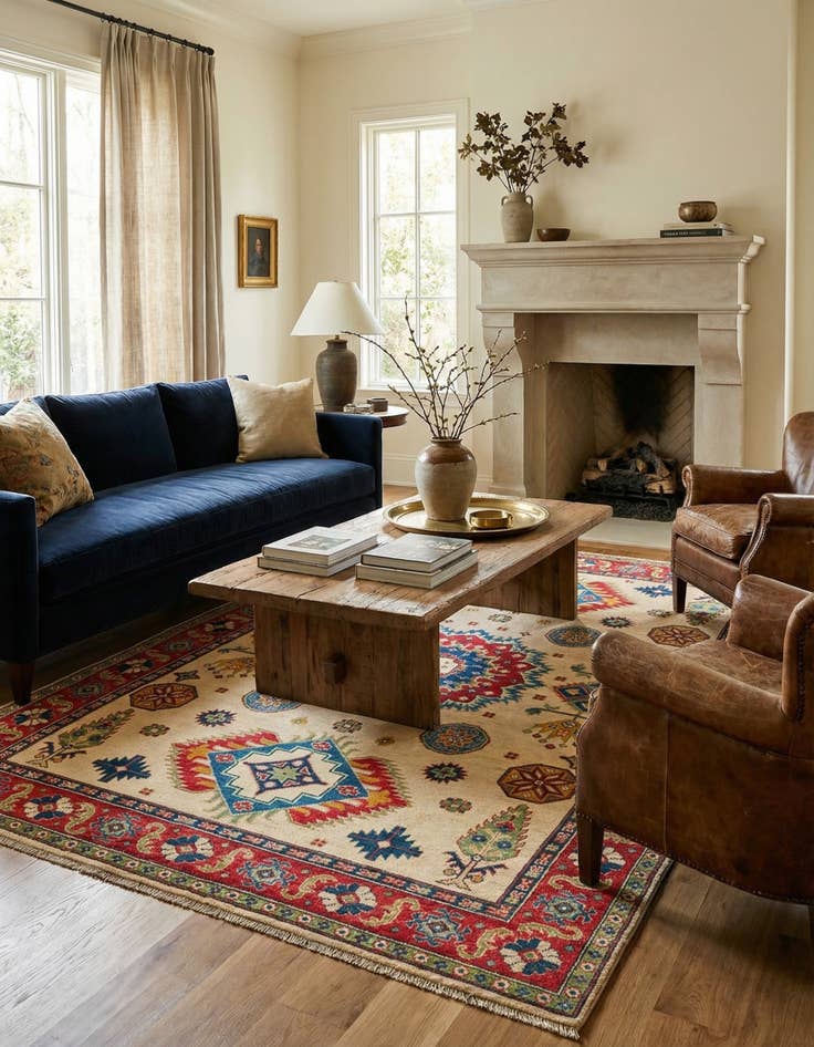 Detail image of 5' 9 x 8'  Hand Knotted Kazak Rug