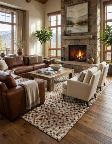 7' 10 x 9' 7 Cowhide Leather Rug