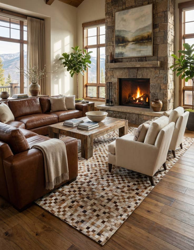 Detail image of  7' 10 x 9' 7 Cowhide Leather Rug