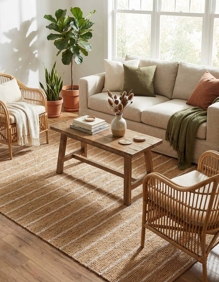 Detail image of 6' 1 x 9'  Hand Braided Laurel Handwoven Jute Rug