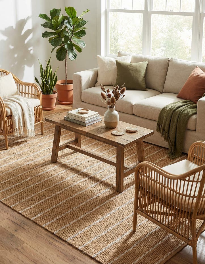 6' 1 x 9' Hand Braided Laurel Handwoven Jute Rug