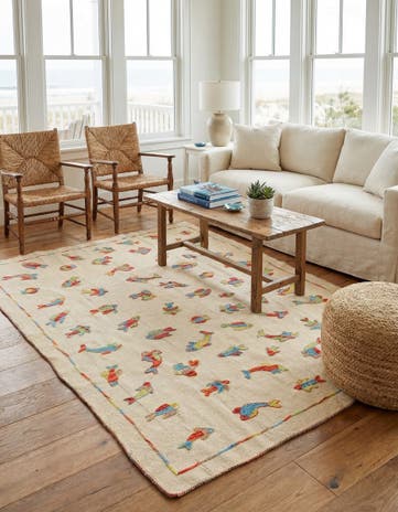 5' x 6' 5 Hand Woven Kilim Suzani Wool Rug