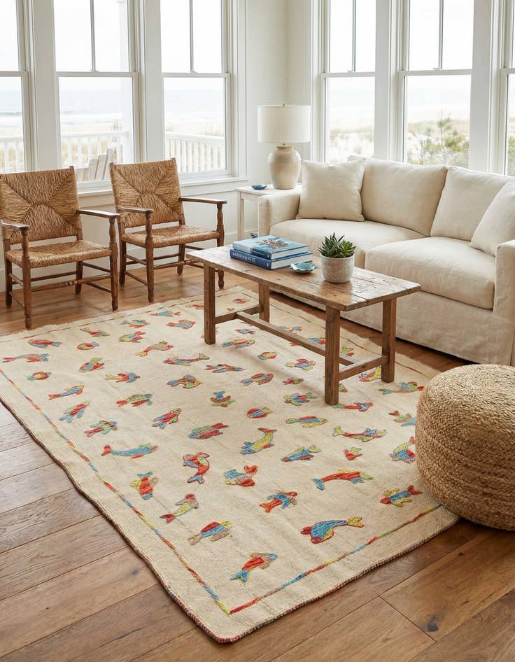 Detail image of 5' x 6' 5  Hand Woven Kilim Suzani Wool Rug