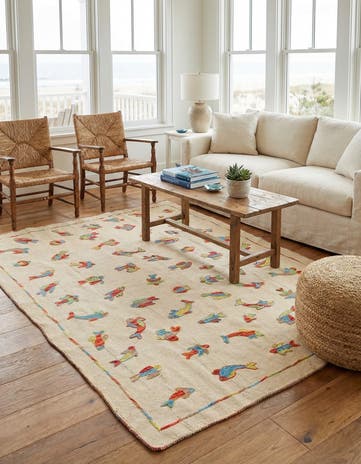 5' x 6' 5 Hand Woven Kilim Suzani Wool Rug
