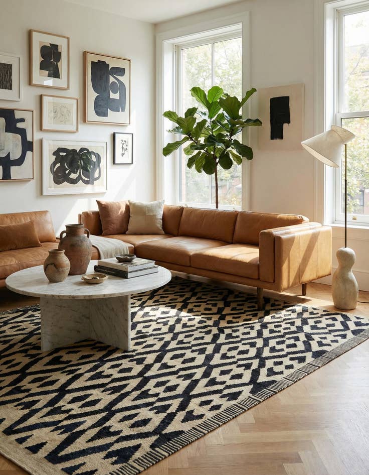 Detail image of 7' x 9' 5  Hand Woven Kilim Modern Wool Rug