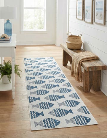 2' x 8' Easy-Clean Coastal Indoor / Outdoor Runner Rug