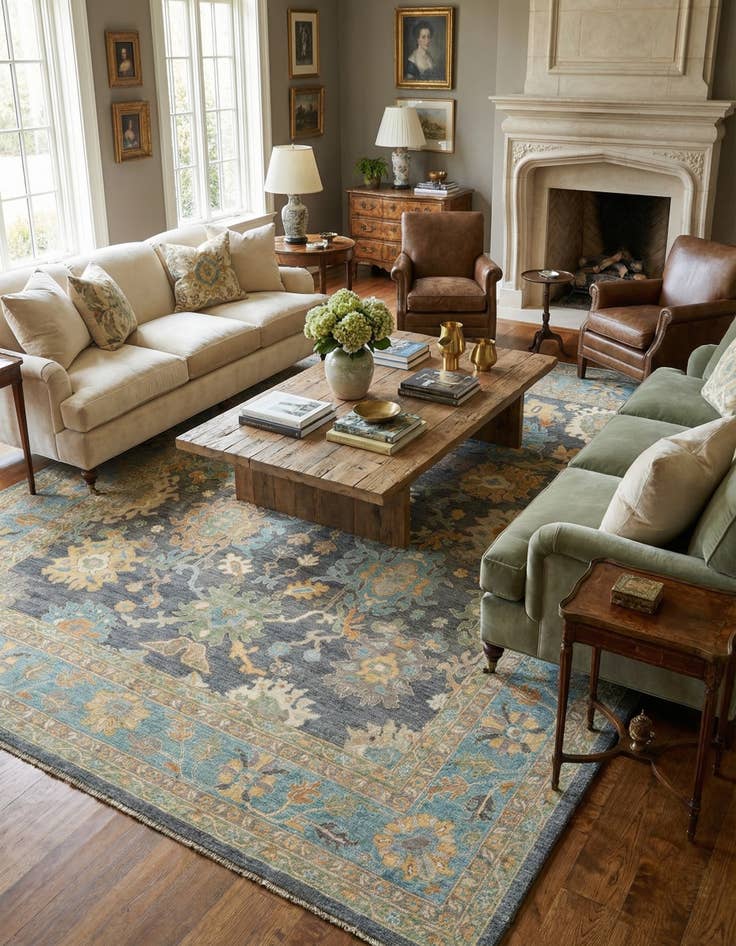 Detail image of 11' 5 x 14' 7  Hand Knotted Oushak Rug