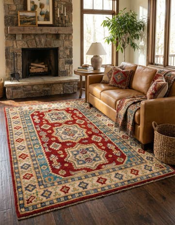 5' 6 x 8' 1 Hand Knotted Kazak Rug