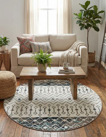 5' 3 x 5' 3 Moroccan Trellis Round Rug