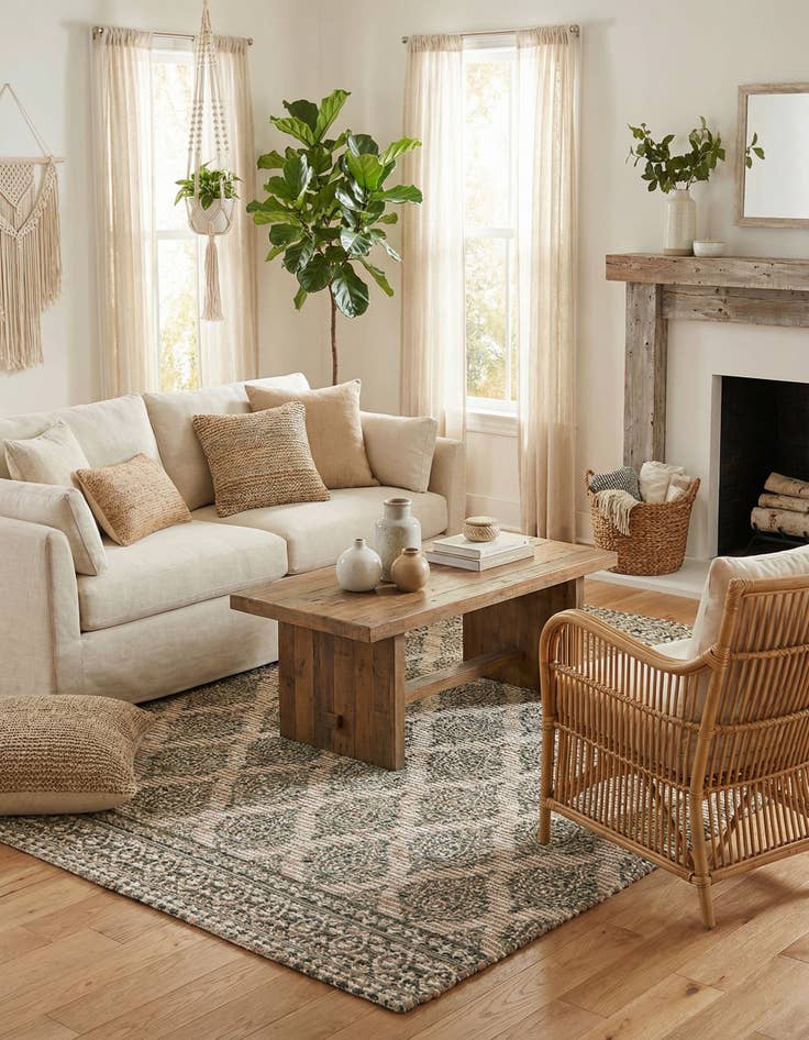 Detail image of 4' x 6'  Hand Woven Chenille Jute Rug