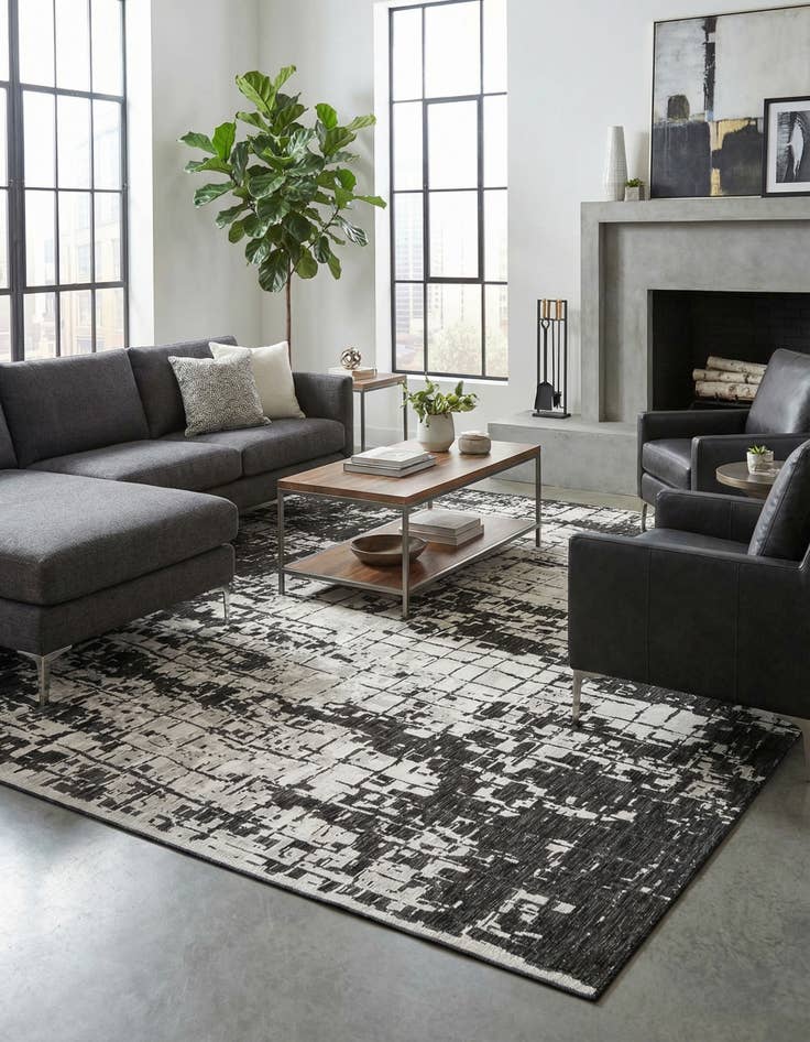 Detail image of 12' x 12'  Washable Modern Indoor / Outdoor Square Rug