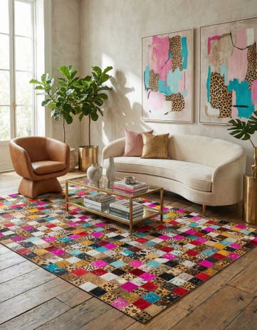 5' x 8' Cowhide Leather Rug
