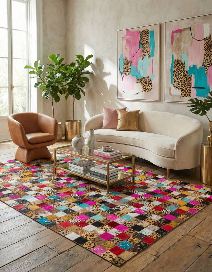 Detail image of 5' x 8' Cowhide Leather Rug