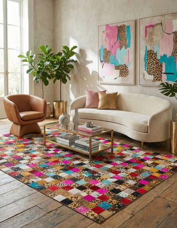 5' x 8' Cowhide Leather Rug