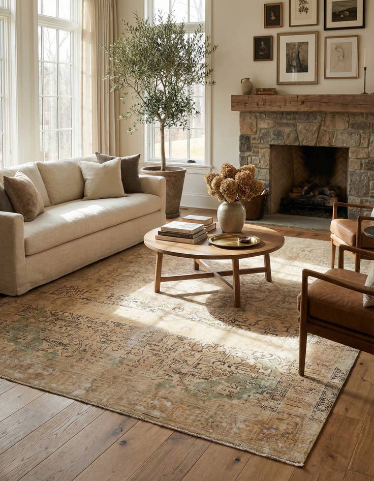 Detail image of 9' 5 x 12' 6  Hand Knotted Ultra Vintage Persian Wool Rug