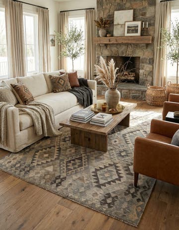 5' 10 x 7' 11 Hand Woven Kilim Maymana Wool Rug