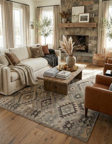 5' 10 x 7' 11 Hand Woven Kilim Maymana Wool Rug