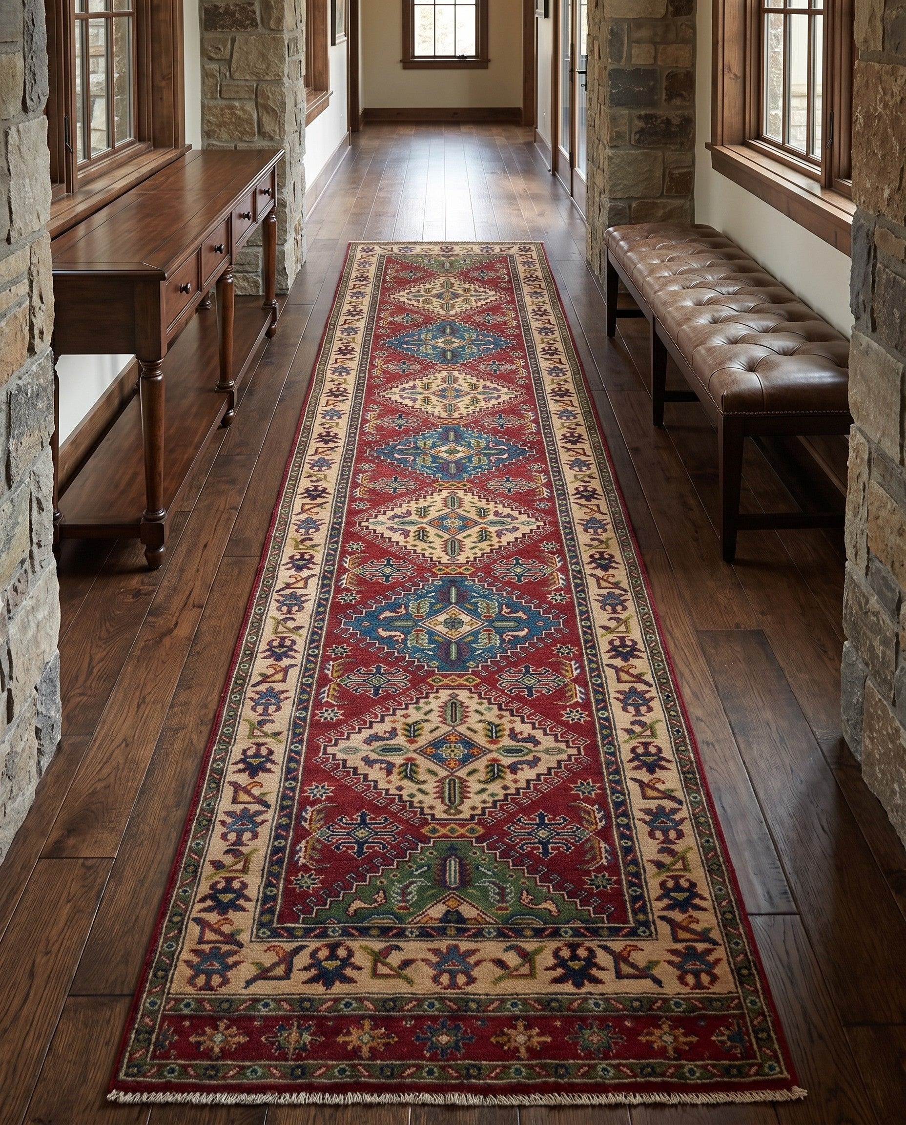 2' 9 x 12' 8 Hand Knotted Kazak Runner Rug