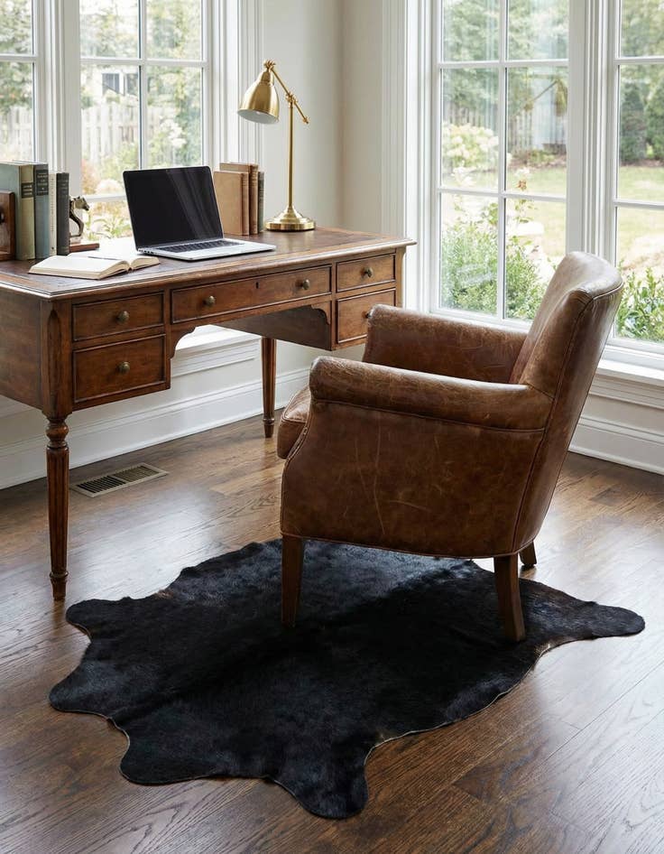 Detail image of 1' 8 x 2' 6 Cowhide Leather Rug