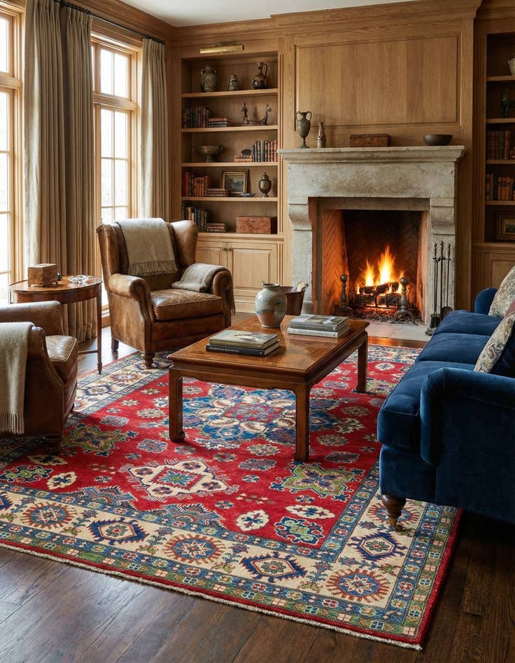 Detail image of  6' 6 x 9' 8  Hand Knotted Kazak Rug