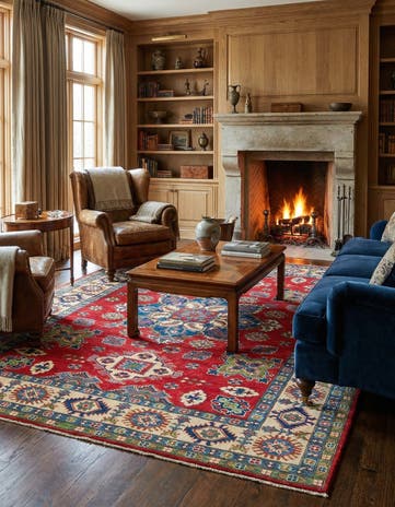 6' 6 x 9' 8 Hand Knotted Kazak Rug