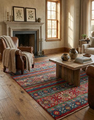 4' 2 x 5' 10 Hand Knotted Kazak Rug