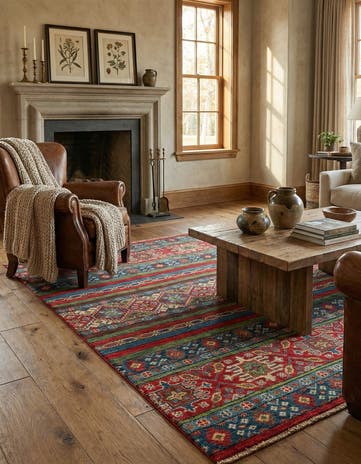 4' 2 x 5' 10 Hand Knotted Kazak Rug