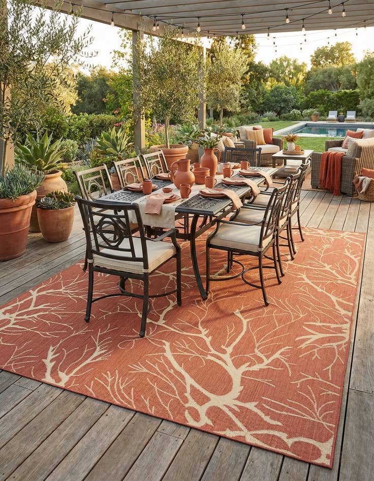 Detail image of  8' x 11' 4  Washable Botanical Indoor / Outdoor Rug