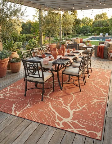 8' x 11' 4 Easy-Clean Botanical Indoor / Outdoor Rug